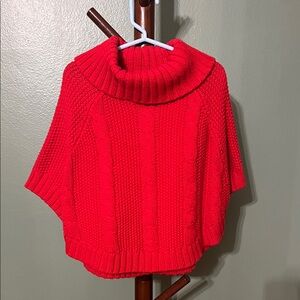 Carter's Bright Red Knit Poncho Sweater